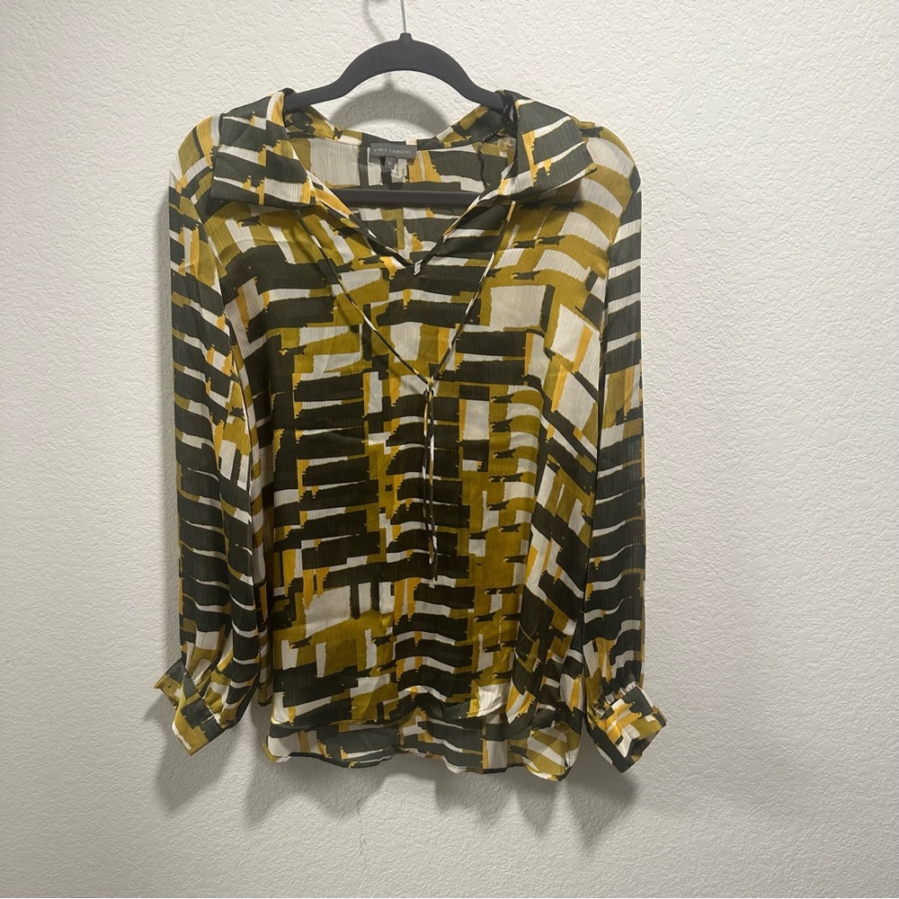 Vince Camuto | Yellow and Brown |  Relaxed Blouse | M | Polyester